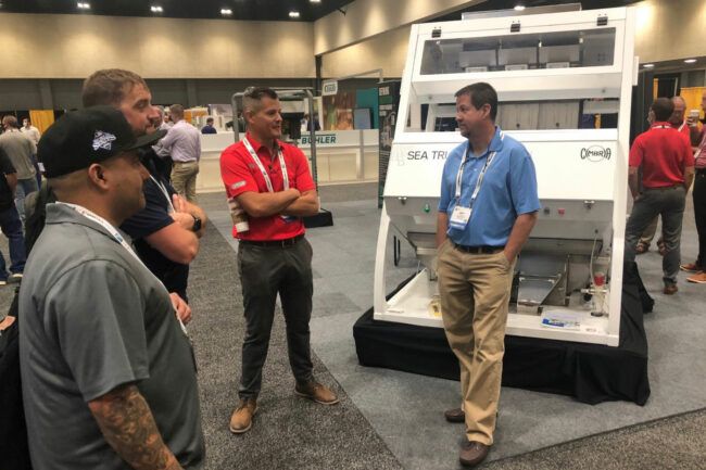 Cimbria was showcasing its Truer color sorter at the IAOM Expo